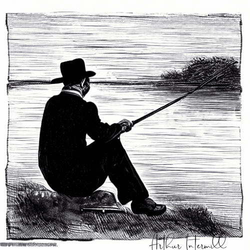The Excitement of Fishing, poem and artwork by Arthur Intermill